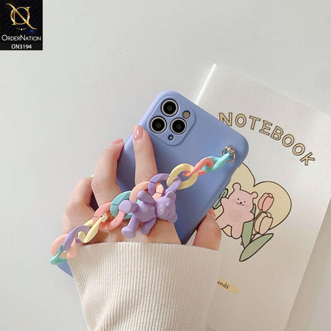iPhone 11 Pro Cover - Purple - Cute Candy Color Pendant Bracelet Holder Soft TPU Case