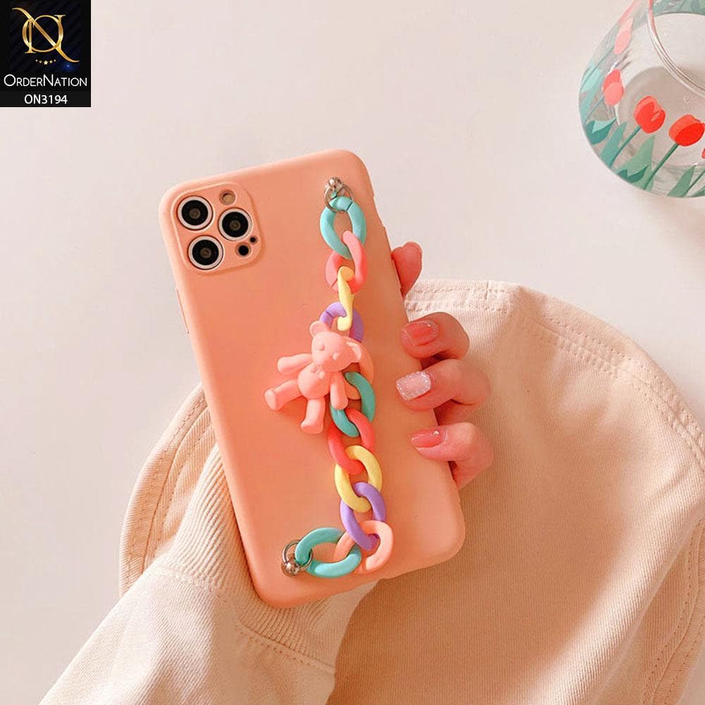 iPhone 12 Pro Max Cover - Orange - Cute Candy Color Pendant Bracelet Holder Soft TPU Case