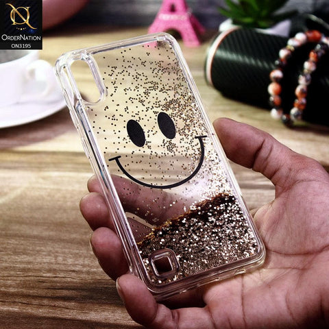 Samsung Galaxy A10 Cover - Golden - Moving Liquid Glitter Cute Smile Soft Case