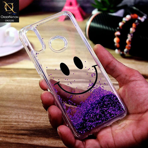 Samsung Galaxy A10s Cover - Purple - Moving Liquid Glitter Cute Smile Soft Case