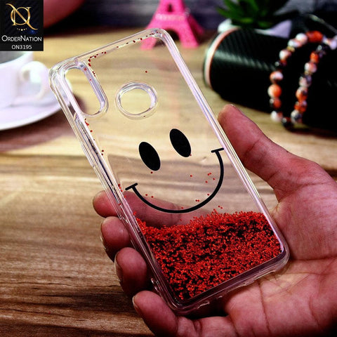 Samsung Galaxy A10s Cover - Red - Moving Liquid Glitter Cute Smile Soft Case