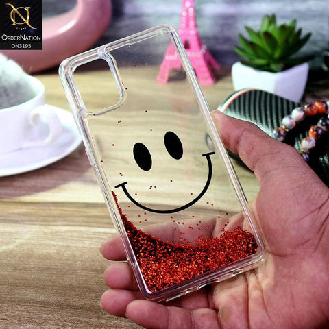 Samsung Galaxy A51 Cover - Red - Moving Liquid Glitter Cute Smile Soft Case