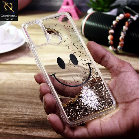 Oppo A53s Cover - Golden - Moving Liquid Glitter Cute Smile Soft Case