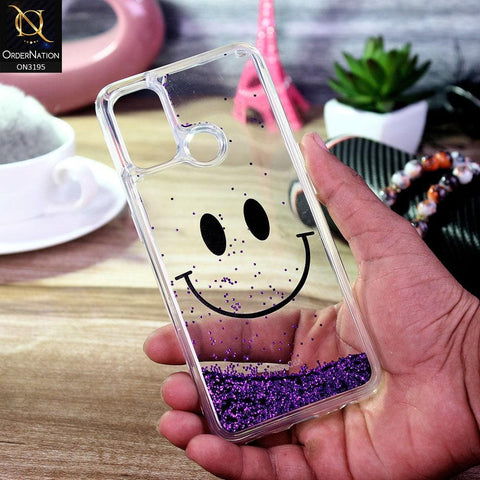 Oppo A53s Cover - Purple - Moving Liquid Glitter Cute Smile Soft Case