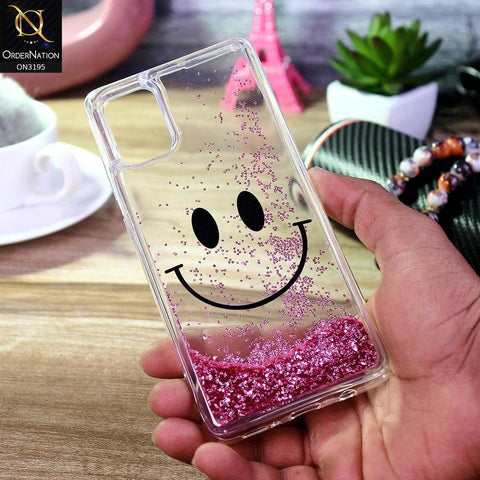 Samsung Galaxy A71 Cover - Pink - Moving Liquid Glitter Cute Smile Soft Case