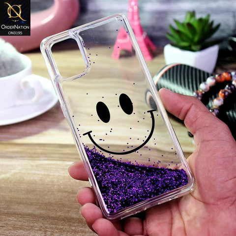 Samsung Galaxy A71 Cover - Purple - Moving Liquid Glitter Cute Smile Soft Case