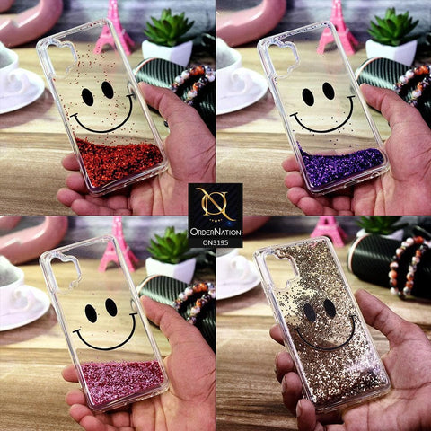 Oppo Find X3 Lite Cover - Golden - Moving Liquid Glitter Cute Smile Soft Case
