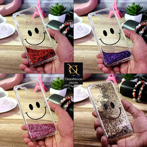 Infinix Hot 9 Play Cover - Pink - Moving Liquid Glitter Cute Smile Soft Case