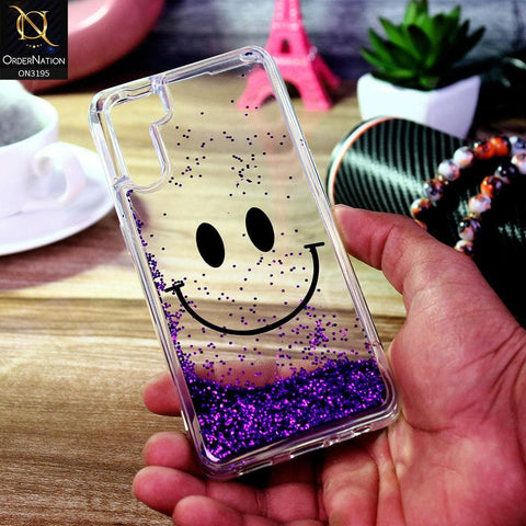 Oppo Reno 3 Cover - Purple - Moving Liquid Glitter Cute Smile Soft Case