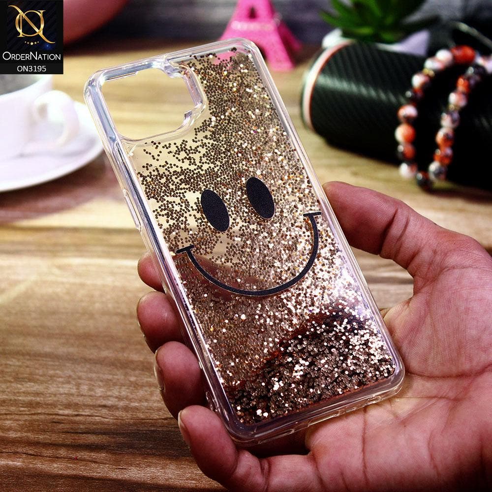 Oppo A73 Cover - Golden - Moving Liquid Glitter Cute Smile Soft Case