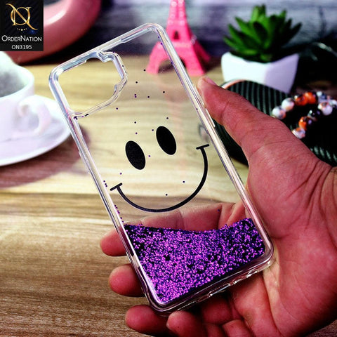 Oppo A73 Cover - Purple - Moving Liquid Glitter Cute Smile Soft Case