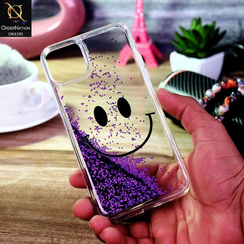 iPhone 11 Pro Max Cover - Purple - Moving Liquid Glitter Cute Smile Soft Case