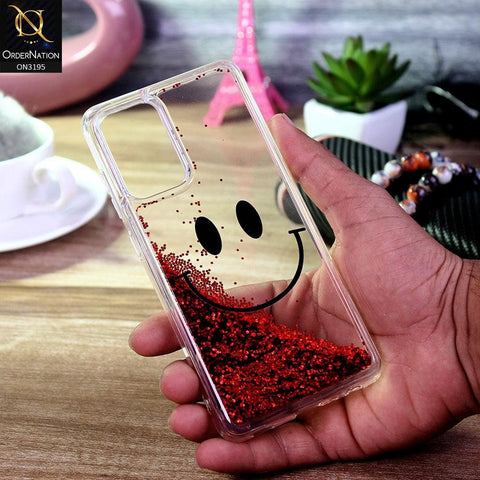 Oppo Find X3 Lite Cover - Red - Moving Liquid Glitter Cute Smile Soft Case