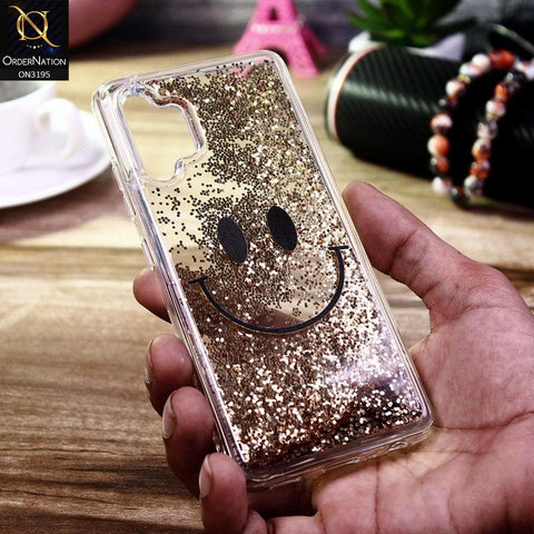 Samsung Galaxy A32 Cover - Golden - Moving Liquid Glitter Cute Smile Soft Case