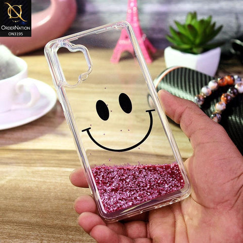 Samsung Galaxy A32 Cover - Pink - Moving Liquid Glitter Cute Smile Soft Case