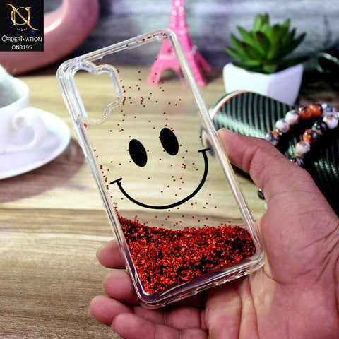 Samsung Galaxy A32 Cover - Red - Moving Liquid Glitter Cute Smile Soft Case
