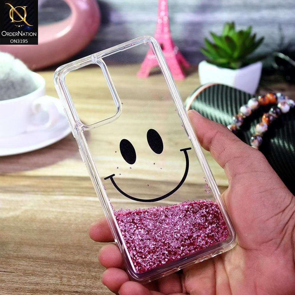 Samsung Galaxy A72 Cover - Pink - Moving Liquid Glitter Cute Smile Soft Case