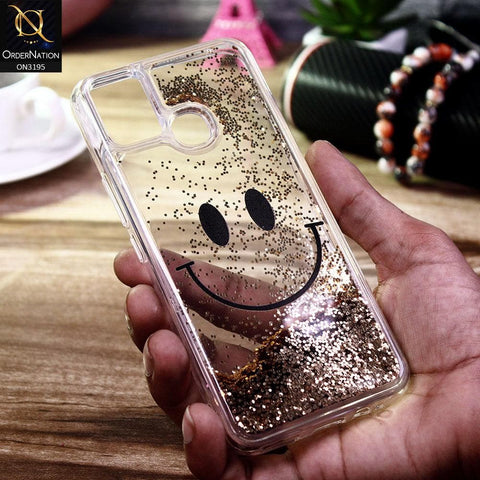 Infinix Smart 5 Cover - Golden - Moving Liquid Glitter Cute Smile Soft Case