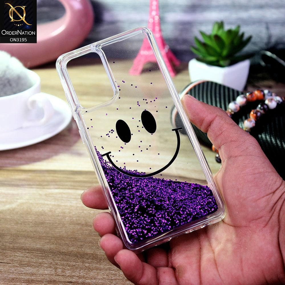 Vivo V21e Cover - Purple - Moving Liquid Glitter Cute Smile Soft Case