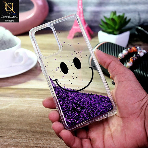 Vivo V21 Cover - Purple - Moving Liquid Glitter Cute Smile Soft Case