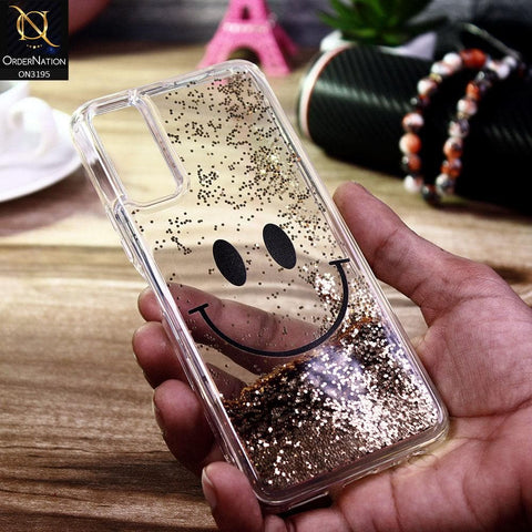 Vivo Y11s Cover - Golden - Moving Liquid Glitter Cute Smile Soft Case