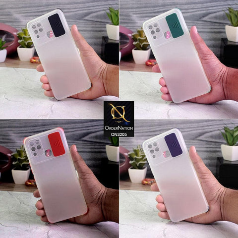 Infinix Note 10 Pro Cover - Blue - Semi-Transparent Camera Slide Protection Soft TPU Case