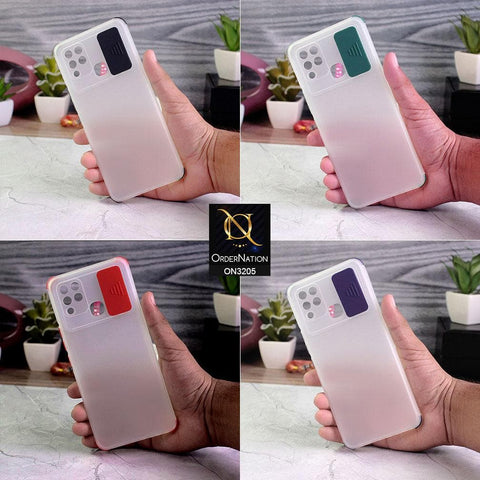 Infinix Note 10 Pro Cover - Red - Semi-Transparent Camera Slide Protection Soft TPU Case