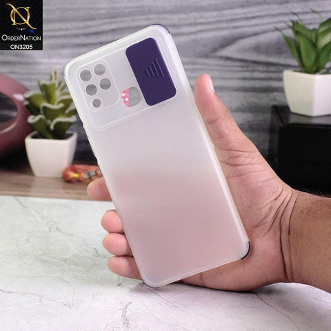 Infinix Hot 10 Cover - Blue - Semi-Transparent Camera Slide Protection Soft TPU Case