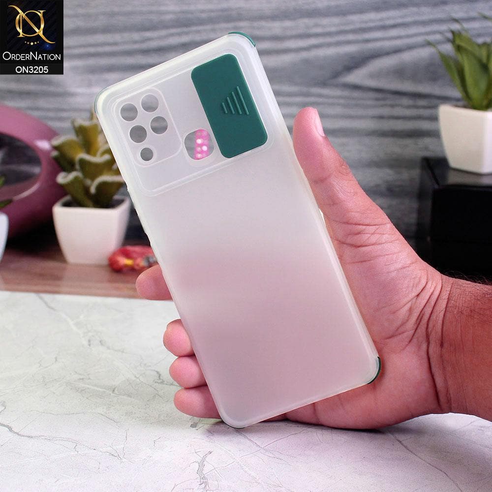 Infinix Hot 10s Cover - Green - Semi-Transparent Camera Slide Protection Soft TPU Case