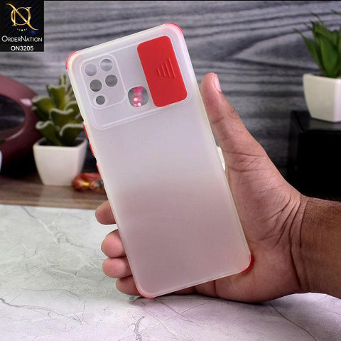 Infinix Hot 10s Cover - Red - Semi-Transparent Camera Slide Protection Soft TPU Case