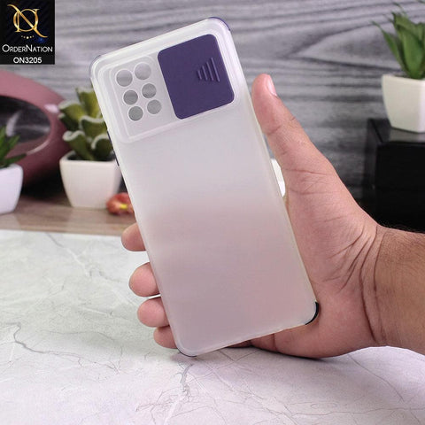 Infinix Note 10 Pro Cover - Blue - Semi-Transparent Camera Slide Protection Soft TPU Case