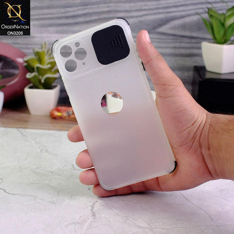 iPhone 11 Pro Max Cover - Black - Semi-Transparent Camera Slide Protection Soft TPU Case