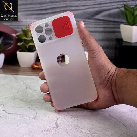 iPhone 12 Pro Max Cover - Red - Semi-Transparent Camera Slide Protection Soft TPU Case