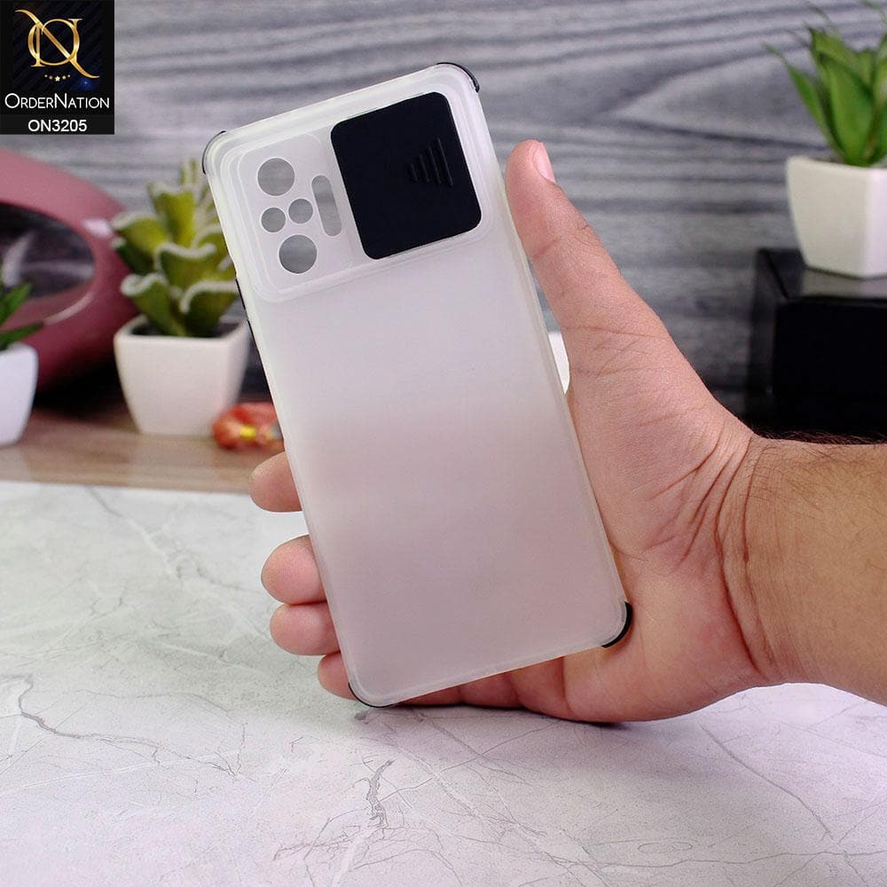 Xiaomi Redmi Note 10 Pro 4G Cover - Black - Semi-Transparent Camera Slide Protection Soft TPU Case