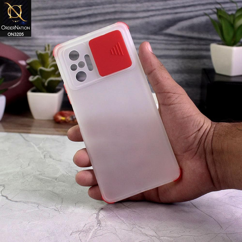 Xiaomi Redmi Note 10 Pro Max Cover - Red - Semi-Transparent Camera Slide Protection Soft TPU Case