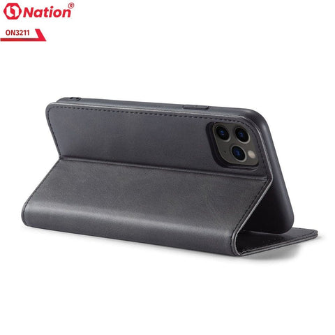 OnePlus 9 Cover - Black - ONation Elegant Flip Series - Leather Wallet Flip book Card Slots Soft Case