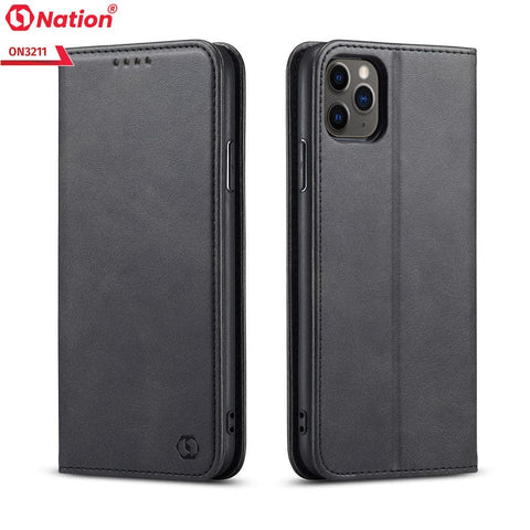OnePlus 9 Cover - Black - ONation Elegant Flip Series - Leather Wallet Flip book Card Slots Soft Case