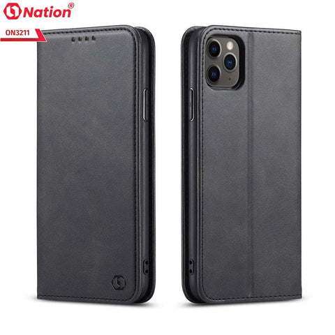 OnePlus Nord N100 Cover - Black - ONation Elegant Flip Series - Leather Wallet Flip book Card Slots Soft Case