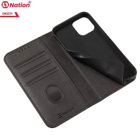 OnePlus 9 Cover - Black - ONation Elegant Flip Series - Leather Wallet Flip book Card Slots Soft Case