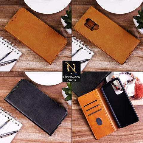 OnePlus 6 Cover - Light Brown - ONation Elegant Flip Series - Leather Wallet Flip book Card Slots Soft Case