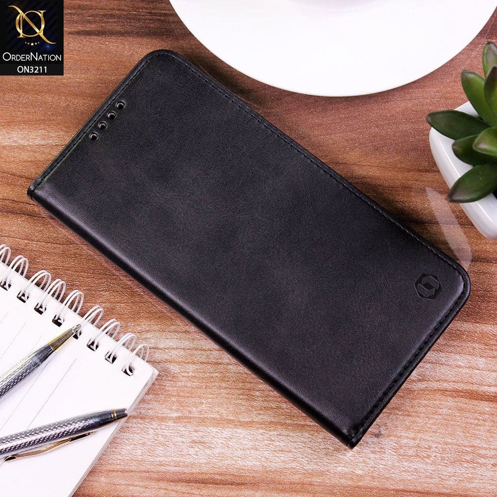 OnePlus 9 Cover - Black - ONation Elegant Flip Series - Leather Wallet Flip book Card Slots Soft Case