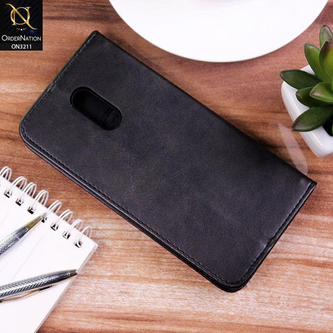 OnePlus 7 Cover - Black - ONation Elegant Flip Series - Leather Wallet Flip book Card Slots Soft Case