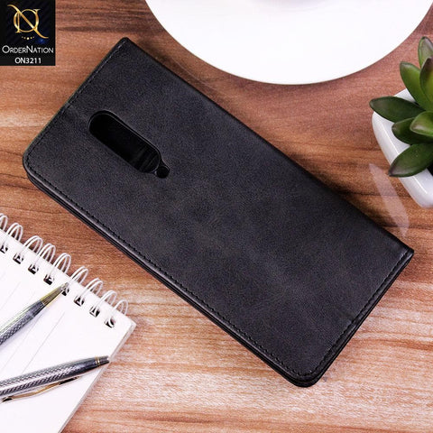 OnePlus 8 4G Cover - Black - ONation Elegant Flip Series - Leather Wallet Flip book Card Slots Soft Case