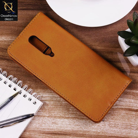 OnePlus 8 4G Cover - Light Brown - ONation Elegant Flip Series - Leather Wallet Flip book Card Slots Soft Case