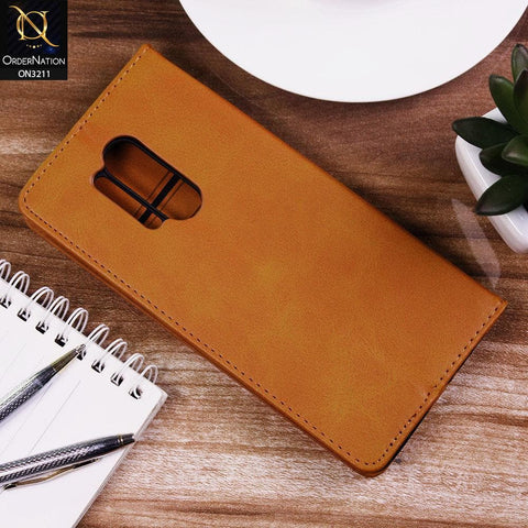 OnePlus 8 Pro Cover - Light Brown - ONation Elegant Flip Series - Leather Wallet Flip book Card Slots Soft Case