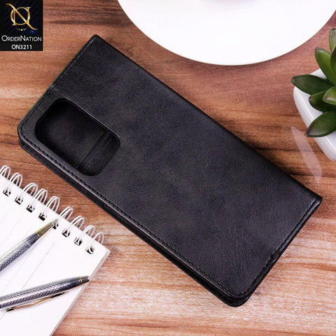OnePlus 9 Cover - Black - ONation Elegant Flip Series - Leather Wallet Flip book Card Slots Soft Case