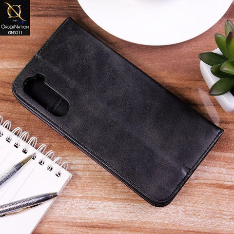 OnePlus Nord Cover - Black - ONation Elegant Flip Series - Leather Wallet Flip book Card Slots Soft Case