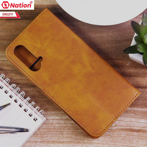 OnePlus Nord CE 5G Cover - Light Brown - ONation Elegant Flip Series - Leather Wallet Flip book Card Slots Soft Case