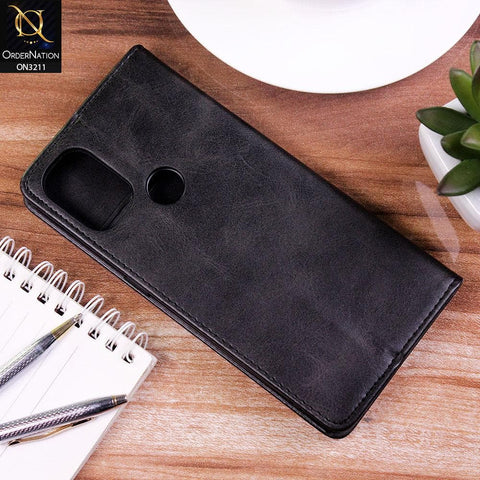 OnePlus Nord N10 Cover - Black - ONation Elegant Flip Series - Leather Wallet Flip book Card Slots Soft Case