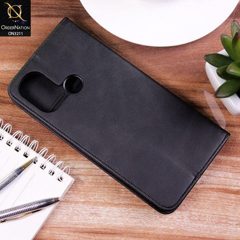 OnePlus Nord N100 Cover - Black - ONation Elegant Flip Series - Leather Wallet Flip book Card Slots Soft Case